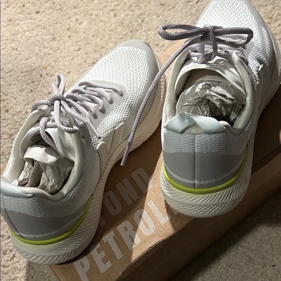 Veja White and Gray Sneakers with Lime Accent
